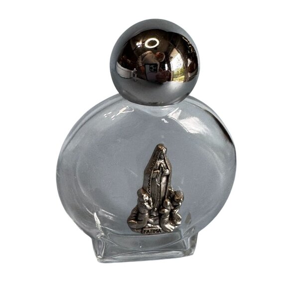 Our Lady Of Fatima Religious Glass Bottles Silver Tone Medallions Decorative Pai - Picture 2 of 9